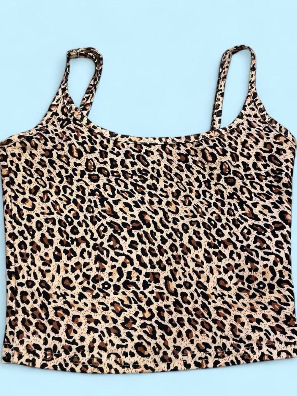 Y2K Leopard Print Tank Top - Beige & Black